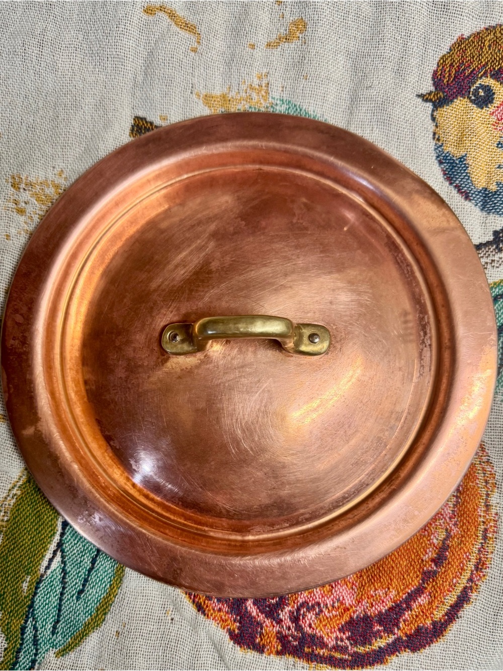 Tagus 80’s Vintage Copper & Brass Stock Pot Sauce Lid Only 7.5” Portugal
